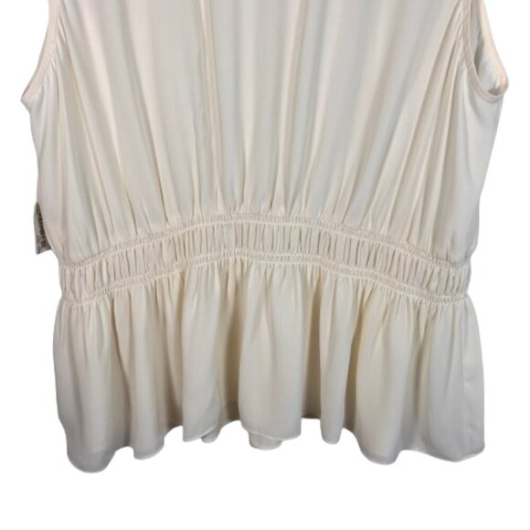 Lark & Ro Womens Blouse Top Sleeveless Ruching Feminine Ivory Plus Size XXL - Picture 10 of 12